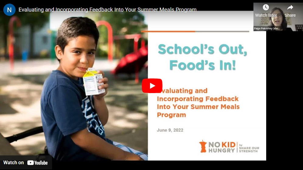 screenshot of webinar School's Out, Food's In