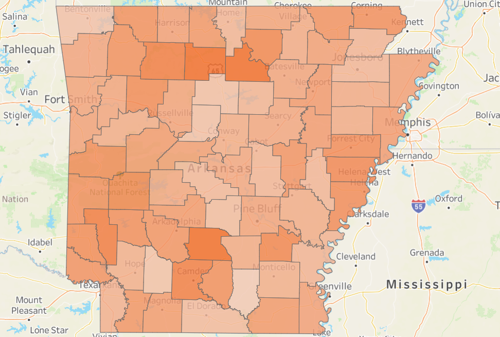 Heat map of kids eligible for SEBT by county