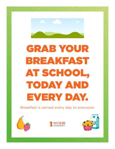 Grab Your Breakfast at School, Today and Everyday Poster